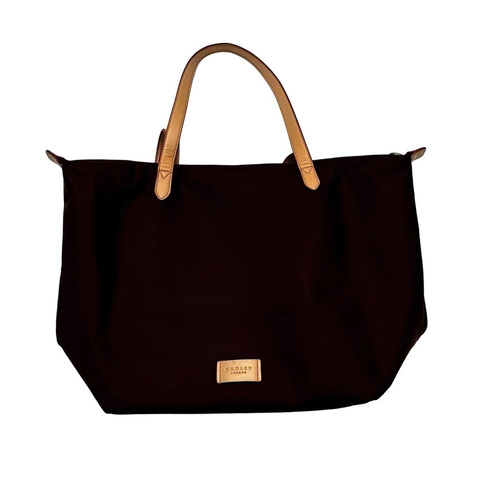 Radley Canvas Tote Bag Leather Trim Burgundy